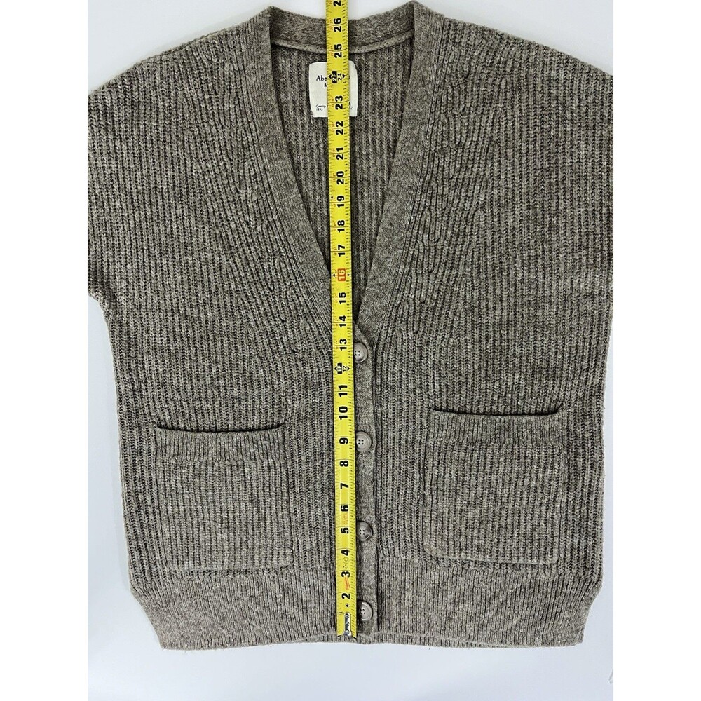 Abercrombie Fitch Cardigan Sweater Women’s M Brown Knit Cable Light Academia - Picture 4 of 9